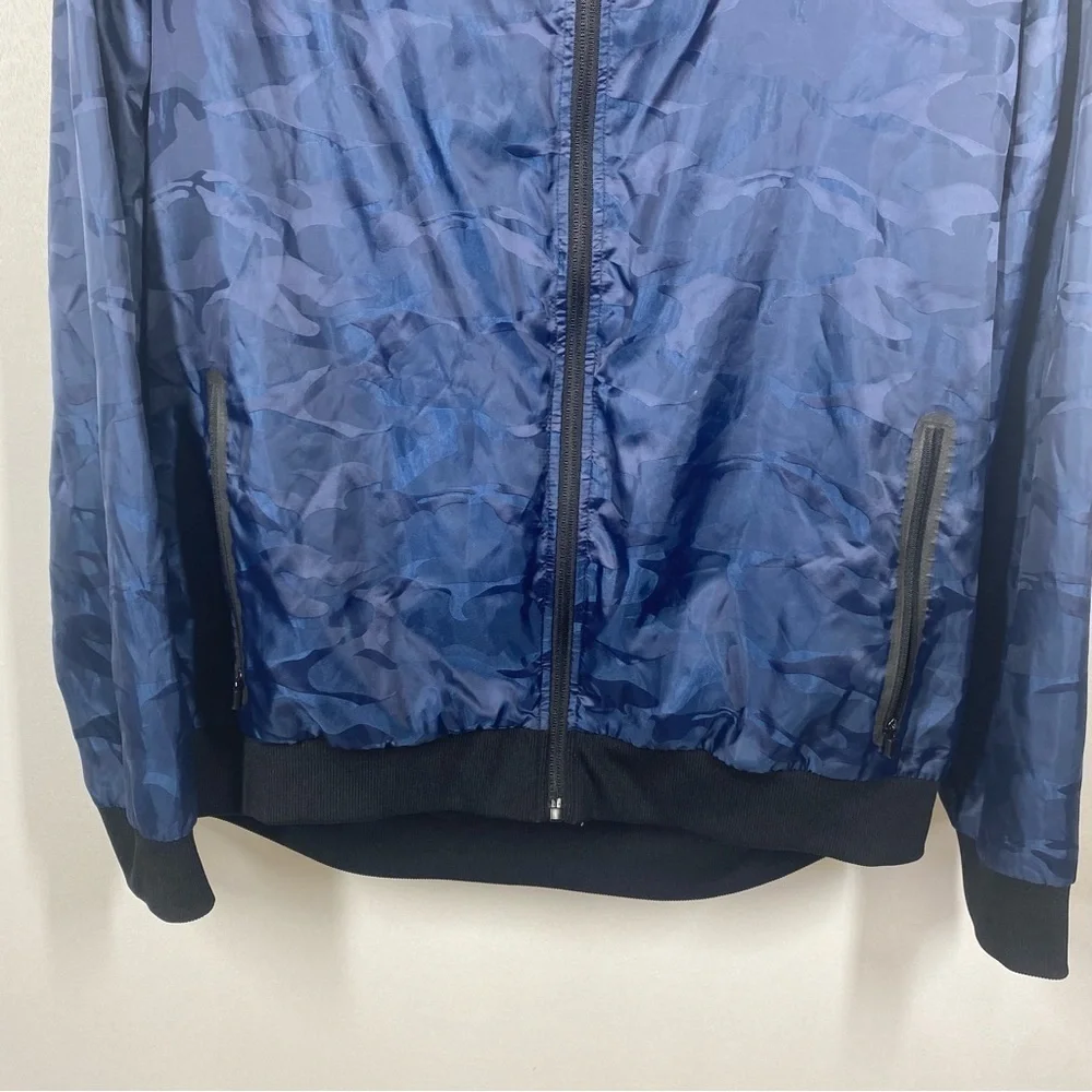 Ideology | Men's Windbreaker Jacket Lightweight Navy Blue Black Camo Size Medium